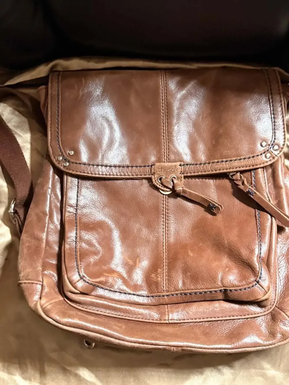 The Sak Brown Leather Convertible Backpack Crossbody Bag